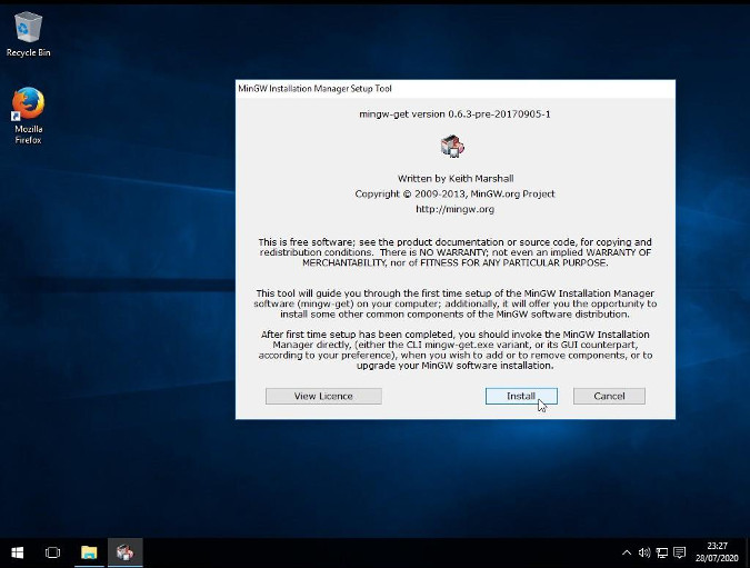 Installing mingw-get Installing mingw-get