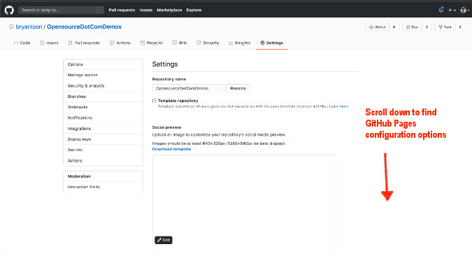 GitHub Pages settings GitHub Pages settings