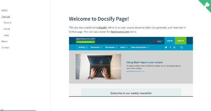 Example Docsify site on GitHub Pages Example Docsify site on GitHub Pages
