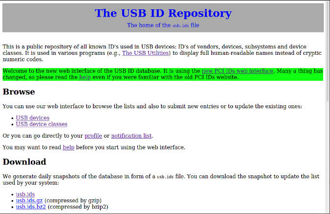 The USB ID Repository Site The USB ID Repository Site