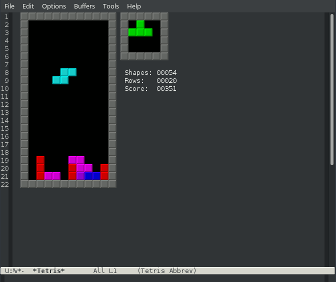 Tetris in Emacs Tetris in Emacs