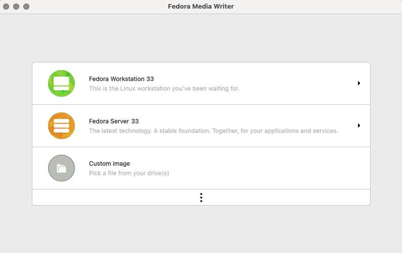 Fedora Workstation download in Fedora Media Writer 在 Fedora Media Writer 中下载 Fedora Workstation