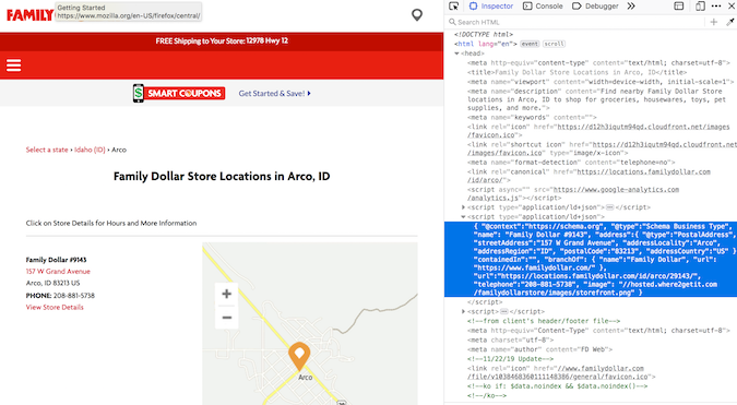 Family Dollar map and code Family Dollar 地图和代码