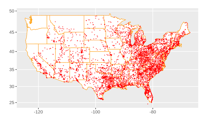 Family Dollar locations map Family Dollar 位置图