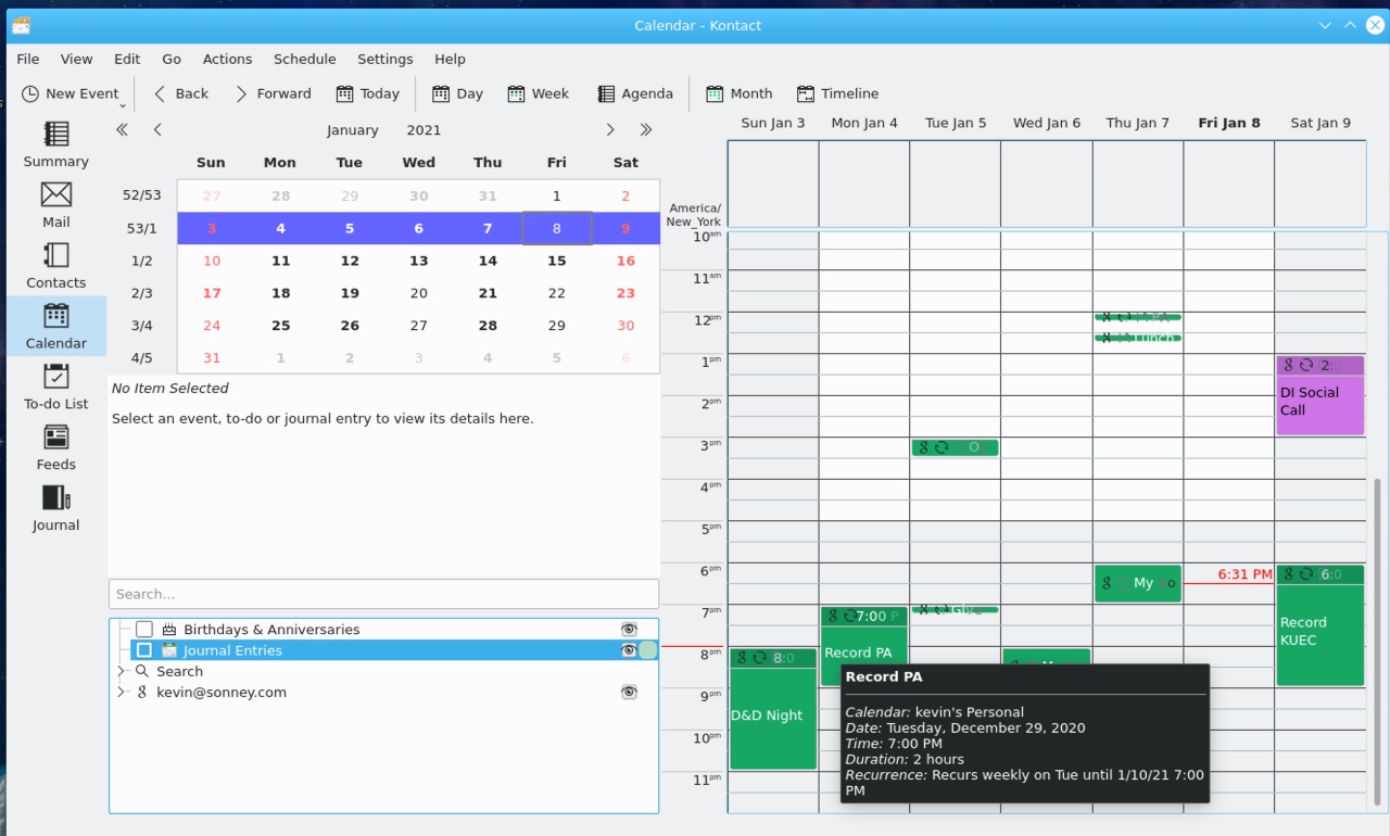 Kontact Calendar Kontact Calendar