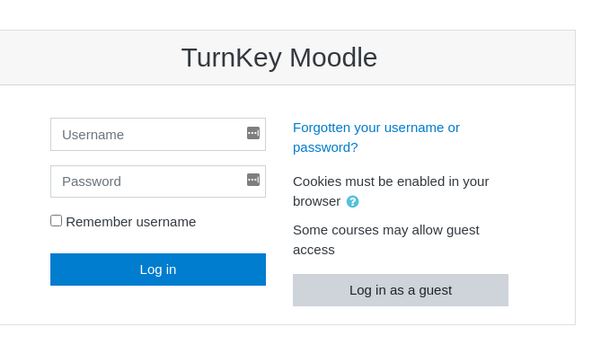 Moodle login screen Moodle 登录界面