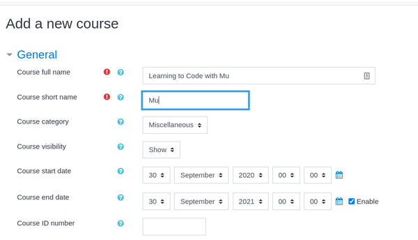 Add course option in Moodle 在 Moodle 中添加课程选项