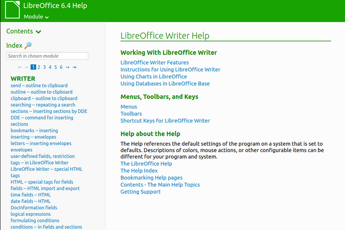 LibreOffice Writer help LibreOffice Writer help