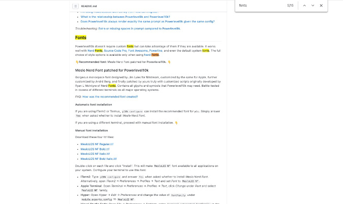Powerlevel10k fonts Powerlevel10k fonts