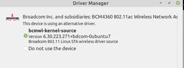 Linux Mint Driver Manager Linux Mint Driver Manager