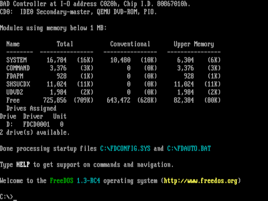 FreeDOS is ready for you to enter your first command FreeDOS is ready for you to enter your first command