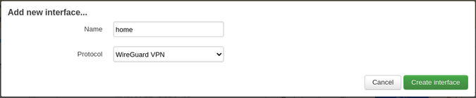 Creating Wireguard interface 创建 Wireguard 接口