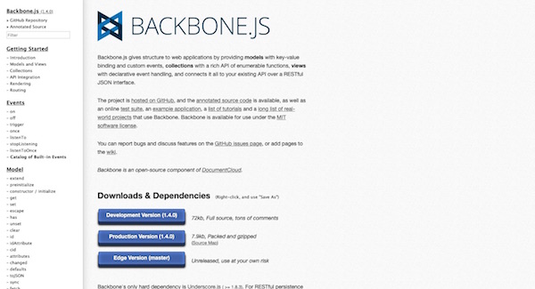 BackboneJS page BackboneJS page