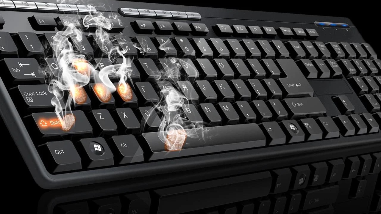 Typewriter keys in multicolor