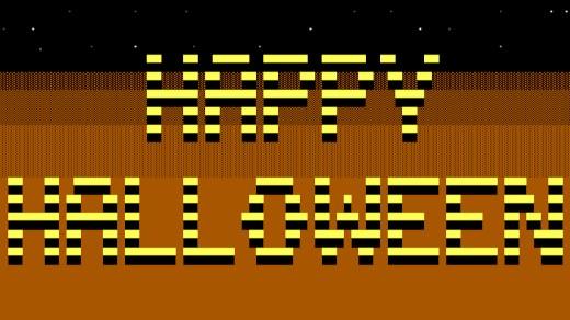 Happy Halloween ASCII art on FreeDOS FreeDOS 上的庆祝万圣节 ASCII 艺术