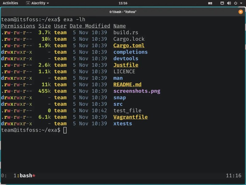 正如我之前提到的,exa 有列标题以获得更好的“详细”输出