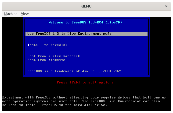 Boot into the LiveCD environment embedded setup