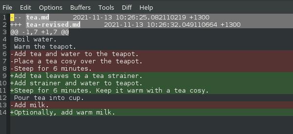 A patch file in Emacs Emacs中的补丁文件