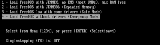 Use the arrow keys to select a boot menu configuration menu select 4