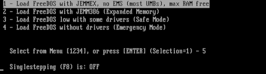 The boot menu waits for 5 seconds before assuming menu item 1 boot menu
