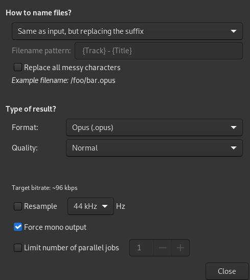 SoundConverter preferences SoundConverter preferences