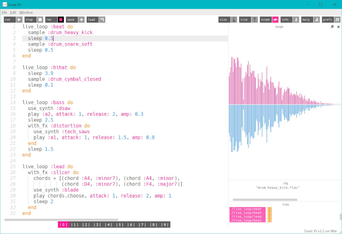 Sonic Pi composition example Sonic Pi composition example