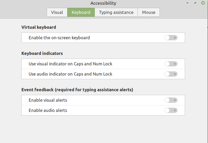 accessibility options - keyboard accessibility options - keyboard