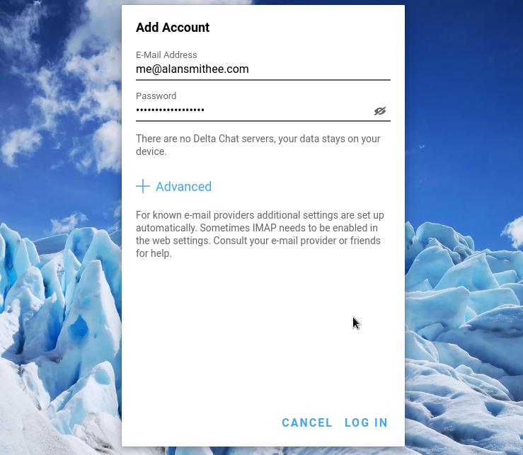 Delta Chat login Delta Chat login