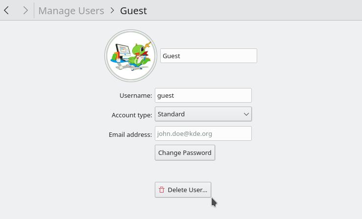 Deleting a user Deleting a user