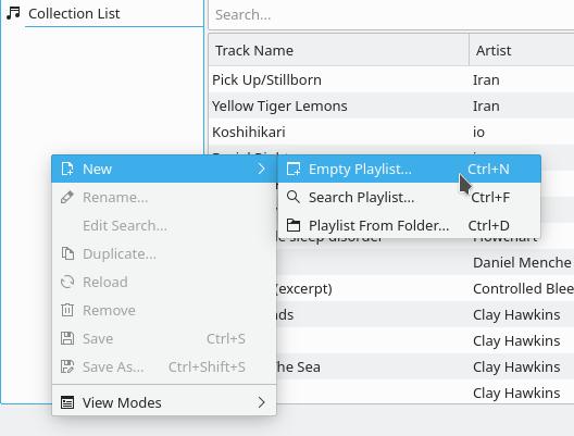 Creating a new playlist Creating a new playlist