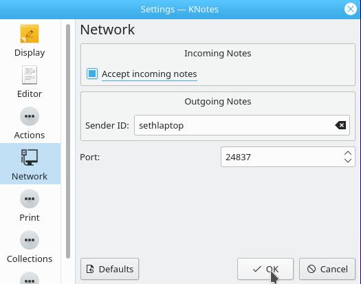 Configure KNotes Configure KNotes