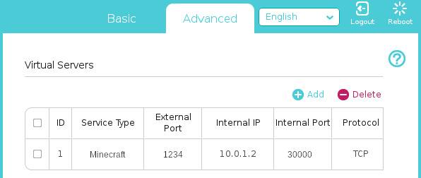 A sample port forwarding rule A sample port forwarding rule