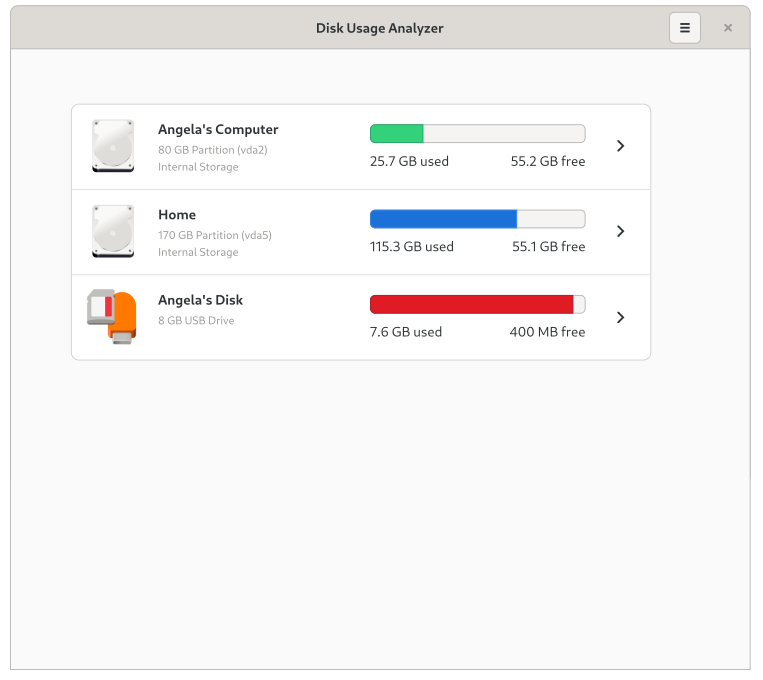 磁盘使用情况分析器的设计演示图,图源:Allan Day