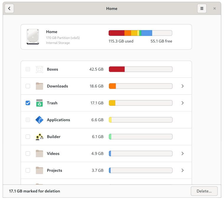 磁盘使用情况分析器的设计模型,图源:Allan Day