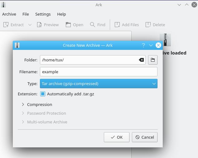 Creating a new archive in Ark 用 Ark 创建一个新的档案