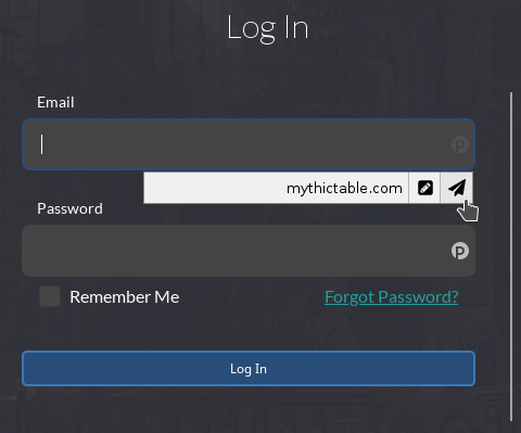 PassFF browser menu PassFF browser menu
