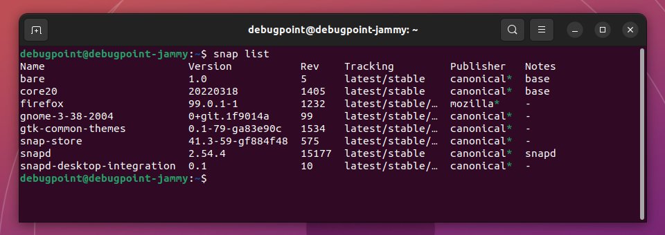 Ubuntu Snap 包列表