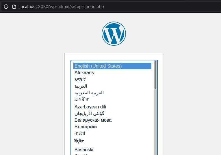 WordPress running in a container WordPress 容器
