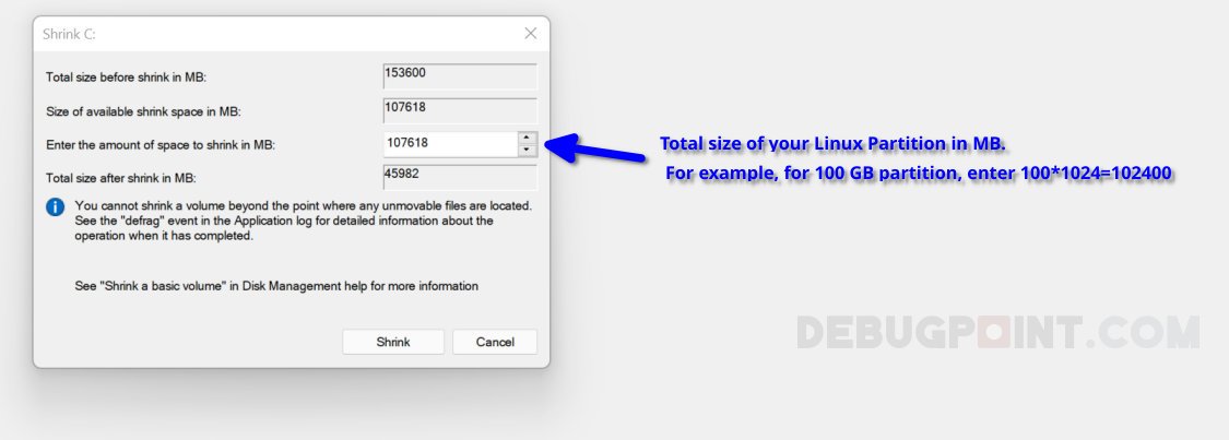 图 4:输入 Linux 分区的大小