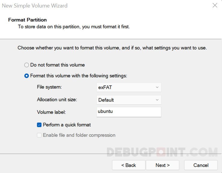 图 8:新建简单卷向导-page3