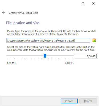Setting hard disk size Setting hard disk size