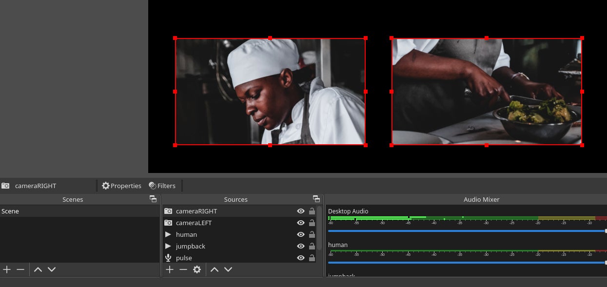 Two camera angles 两个摄像头角度