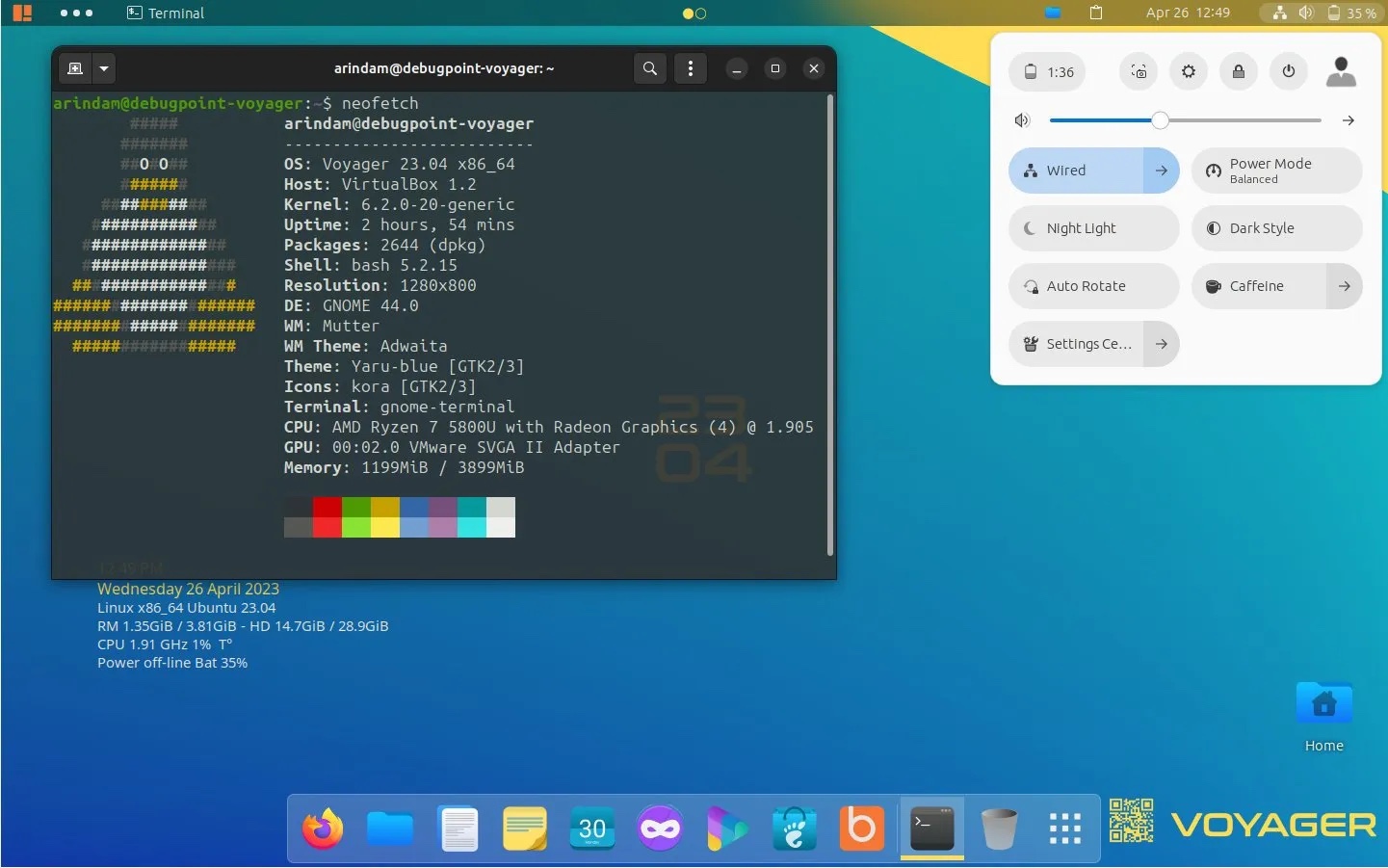 Voyager 23.04 桌面(GNOME)
