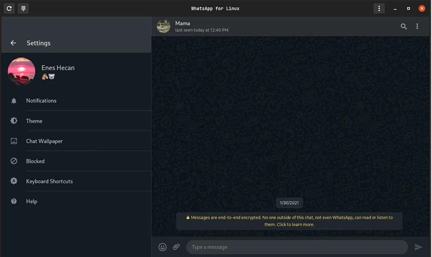 Linux 版 WhatsApp(图片来源开发者)