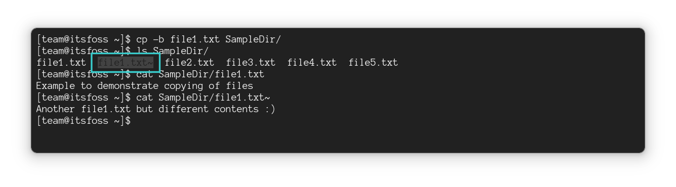 覆盖文件,但在备份文件后附加了“~”。