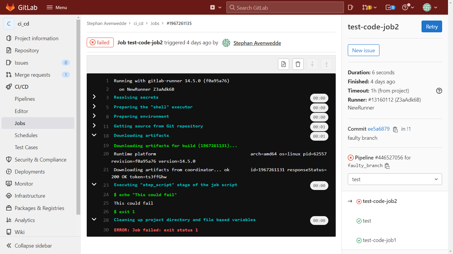 Job overview Job overview